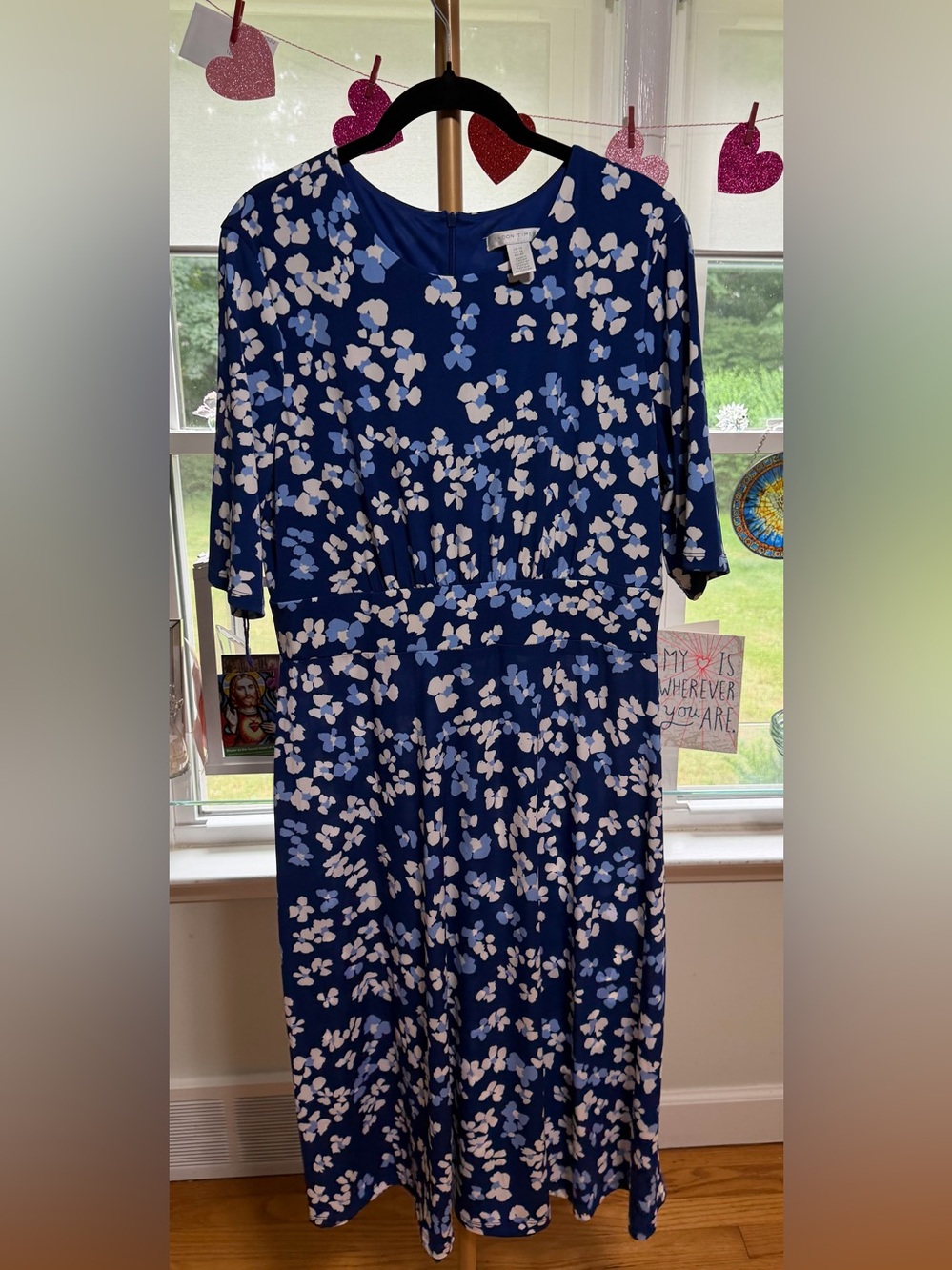 Blue Floral Midi Dress - Classic Women's Dress